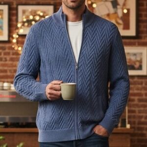 Brooks Brothers XL Old Money Cabincore Coastal Chevron Cozy Supima Knit Sweater